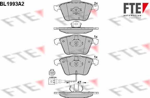 FTE BL1993A2 - Kit pastiglie freno, Freno a disco autozon.pro