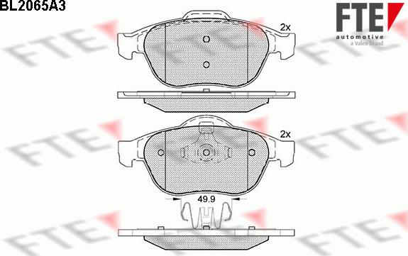 FTE BL2065A3 - Kit pastiglie freno, Freno a disco autozon.pro