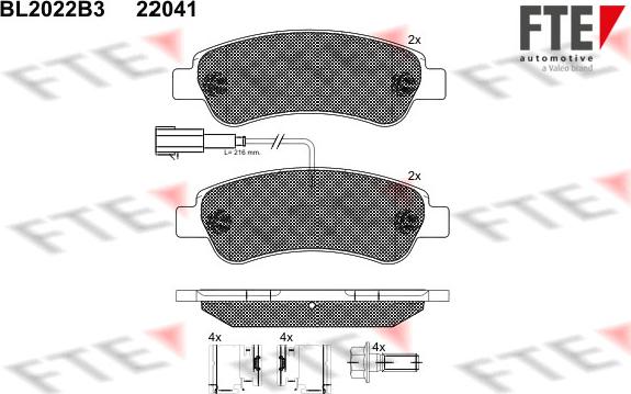 FTE BL2022B3 - Kit pastiglie freno, Freno a disco autozon.pro