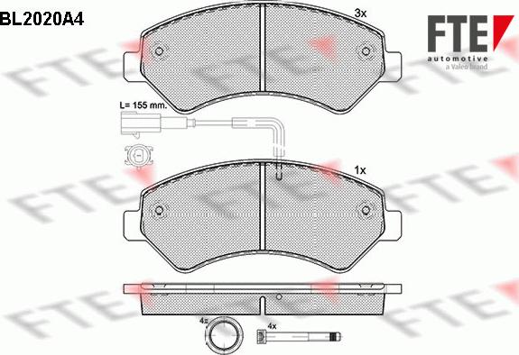 FTE BL2020A4 - Kit pastiglie freno, Freno a disco autozon.pro