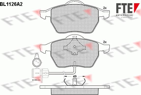 FTE BL1126A2 - Kit pastiglie freno, Freno a disco autozon.pro