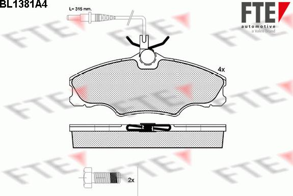 FTE BL1381A4 - Kit pastiglie freno, Freno a disco autozon.pro