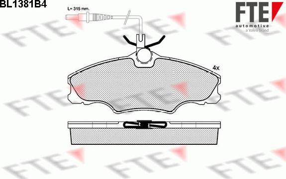 FTE BL1381B4 - Kit pastiglie freno, Freno a disco autozon.pro