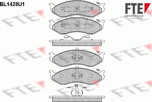 FTE BL1428U1 - Kit pastiglie freno, Freno a disco autozon.pro