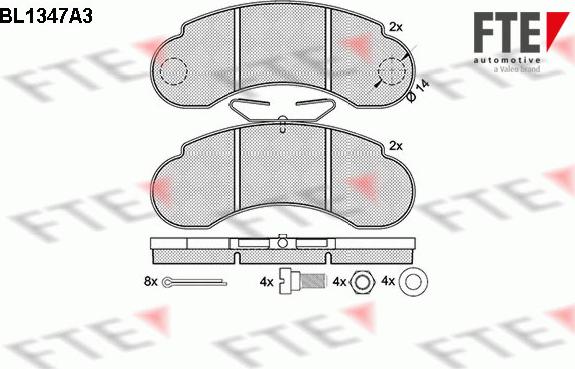 FTE BL1347A3 - Kit pastiglie freno, Freno a disco autozon.pro