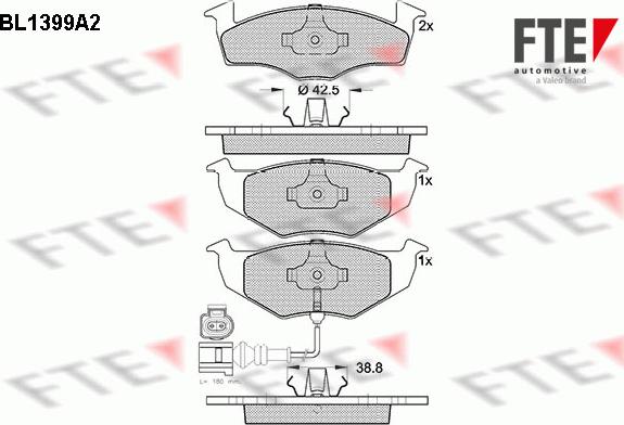 FTE BL1399A2 - Kit pastiglie freno, Freno a disco autozon.pro