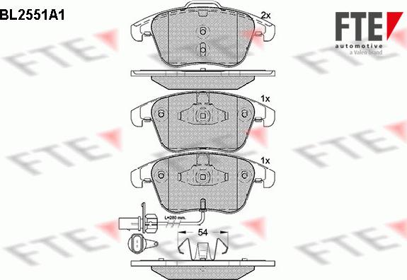 FTE BL2551A1 - Kit pastiglie freno, Freno a disco autozon.pro