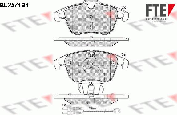 FTE BL2571B1 - Kit pastiglie freno, Freno a disco autozon.pro