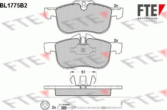 FTE BL1775B2 - Kit pastiglie freno, Freno a disco autozon.pro