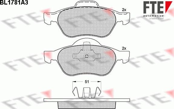 FTE BL1781A3 - Kit pastiglie freno, Freno a disco autozon.pro