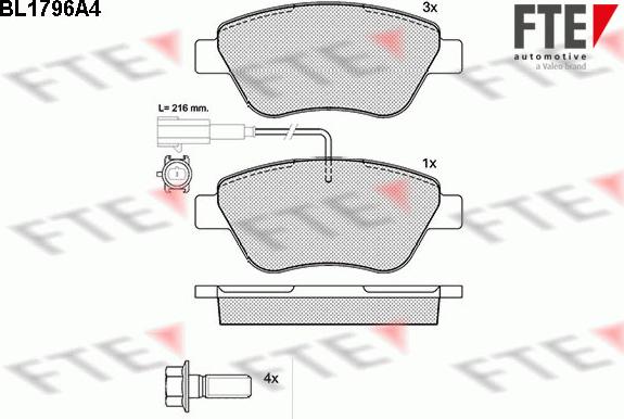 FTE BL1796A4 - Kit pastiglie freno, Freno a disco autozon.pro