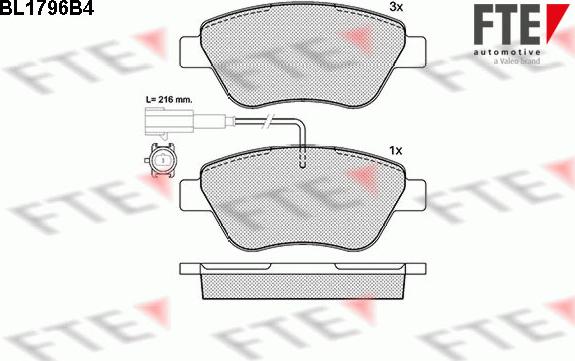 FTE BL1796B4 - Kit pastiglie freno, Freno a disco autozon.pro