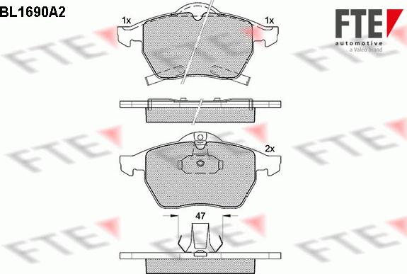 FTE BL1690A2 - Kit pastiglie freno, Freno a disco autozon.pro