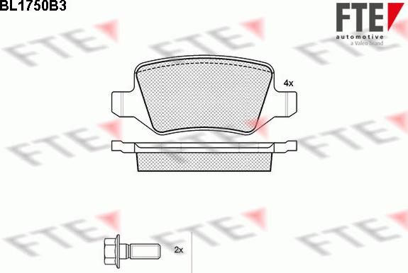 FTE BL1750B3 - Kit pastiglie freno, Freno a disco autozon.pro