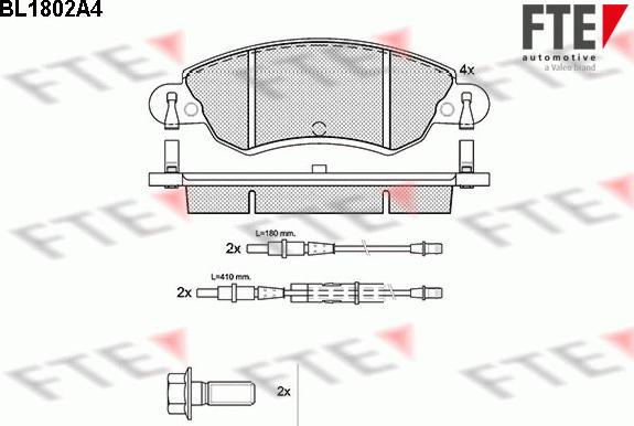 FTE BL1802A4 - Kit pastiglie freno, Freno a disco autozon.pro