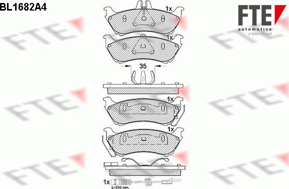 FTE BL1682A4 - Kit pastiglie freno, Freno a disco autozon.pro