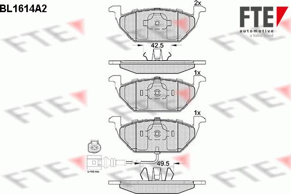 FTE BL1614A2 - Kit pastiglie freno, Freno a disco autozon.pro