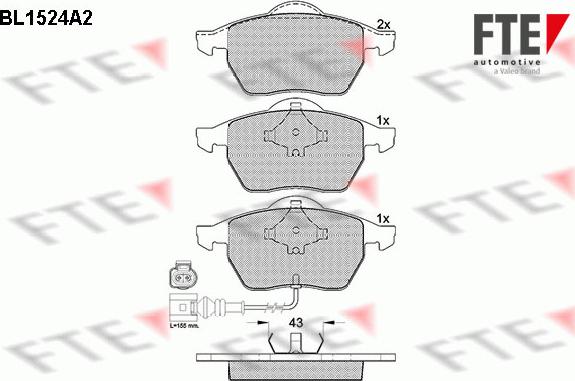 FTE BL1524A2 - Kit pastiglie freno, Freno a disco autozon.pro