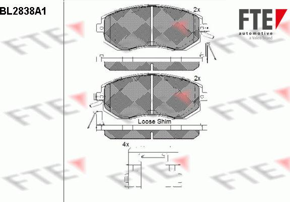 FTE BL2838A1 - Kit pastiglie freno, Freno a disco autozon.pro