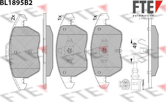 FTE BL1895B2 - Kit pastiglie freno, Freno a disco autozon.pro