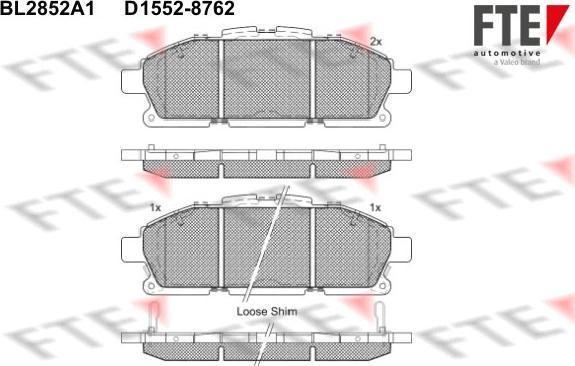 FTE BL2852A1 - Kit pastiglie freno, Freno a disco autozon.pro