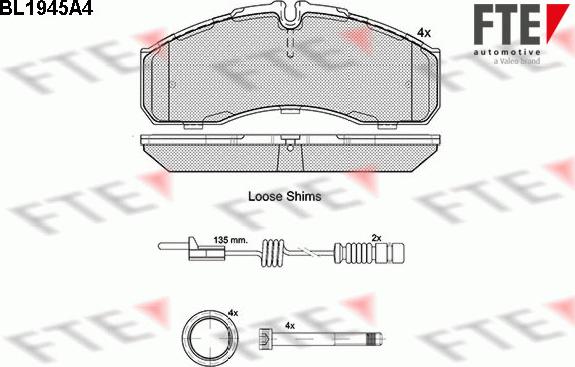 FTE BL1945A4 - Kit pastiglie freno, Freno a disco autozon.pro