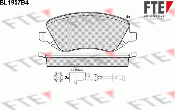 FTE BL1957B4 - Kit pastiglie freno, Freno a disco autozon.pro