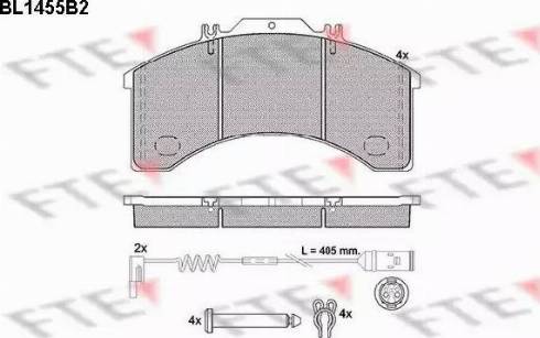 FTE BL1455B2 - Kit pastiglie freno, Freno a disco autozon.pro