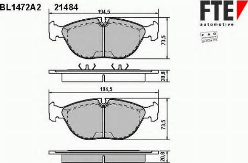 FTE BL1472A2 - Kit pastiglie freno, Freno a disco autozon.pro