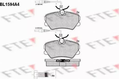 FTE BL1594A4 - Kit pastiglie freno, Freno a disco autozon.pro