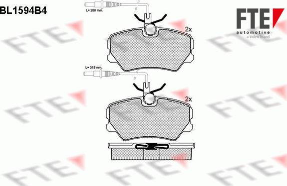 FTE BL1594B4 - Kit pastiglie freno, Freno a disco autozon.pro