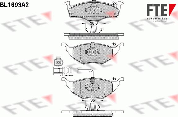 FTE BL1693A2 - Kit pastiglie freno, Freno a disco autozon.pro