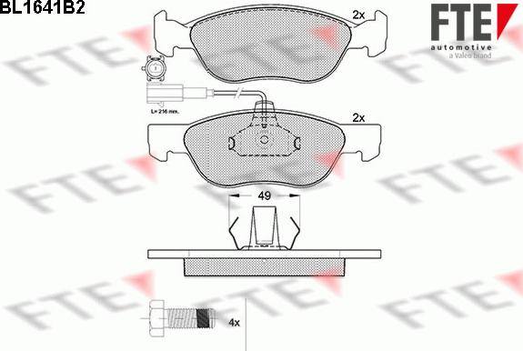 FTE BL1641B2 - Kit pastiglie freno, Freno a disco autozon.pro