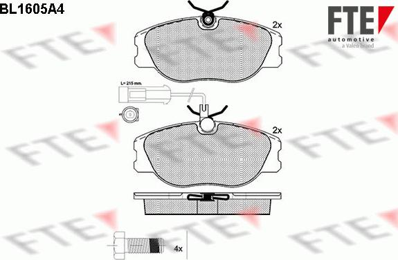 FTE BL1605A4 - Kit pastiglie freno, Freno a disco autozon.pro