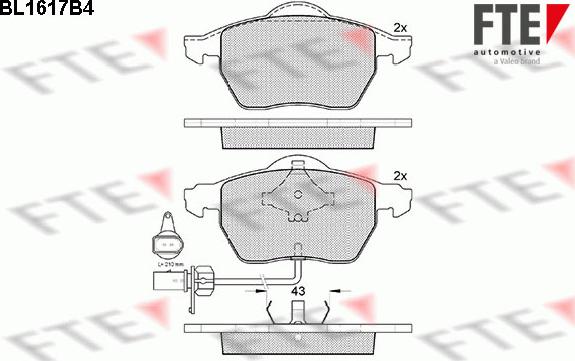 FTE BL1617B4 - Kit pastiglie freno, Freno a disco autozon.pro