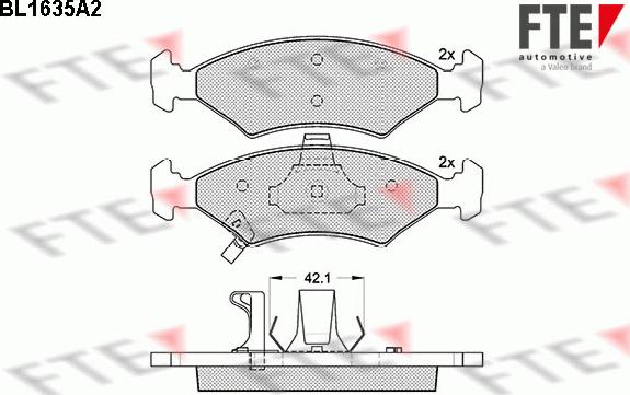 FTE BL1635A2 - Kit pastiglie freno, Freno a disco autozon.pro