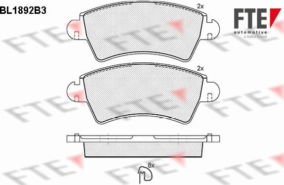 FTE BL1892B3 - Kit pastiglie freno, Freno a disco autozon.pro