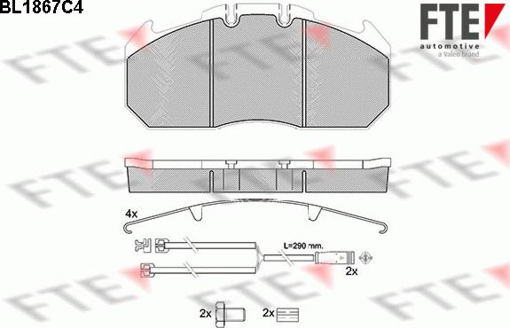 FTE BL1867C4 - Kit pastiglie freno, Freno a disco autozon.pro