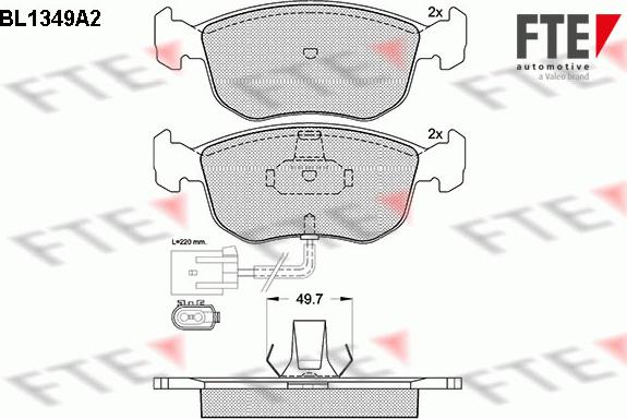 FTE BL1349A2 - Kit pastiglie freno, Freno a disco autozon.pro