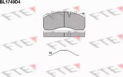 FTE BL1749D4 - Kit pastiglie freno, Freno a disco autozon.pro