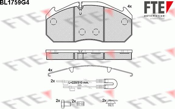 FTE BL1759G4 - Kit pastiglie freno, Freno a disco autozon.pro