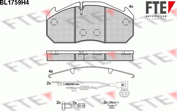 FTE BL1759H4 - Kit pastiglie freno, Freno a disco autozon.pro