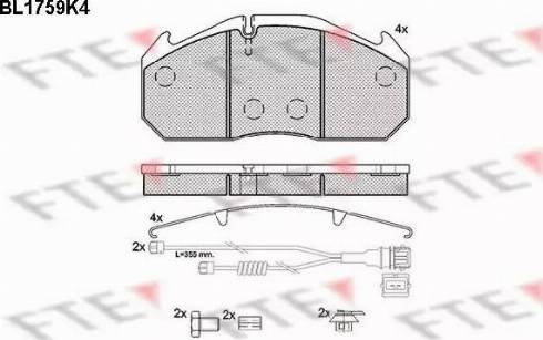 FTE BL1759K4 - Kit pastiglie freno, Freno a disco autozon.pro