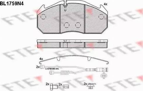 FTE BL1759N4 - Kit pastiglie freno, Freno a disco autozon.pro