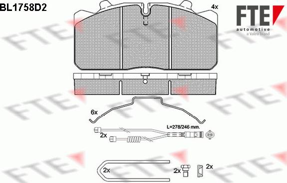 FTE BL1758D2 - Kit pastiglie freno, Freno a disco autozon.pro