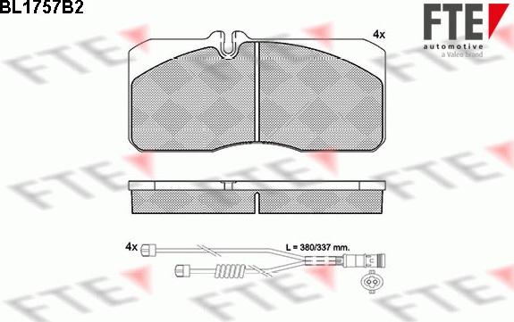 FTE BL1757B2 - Kit pastiglie freno, Freno a disco autozon.pro