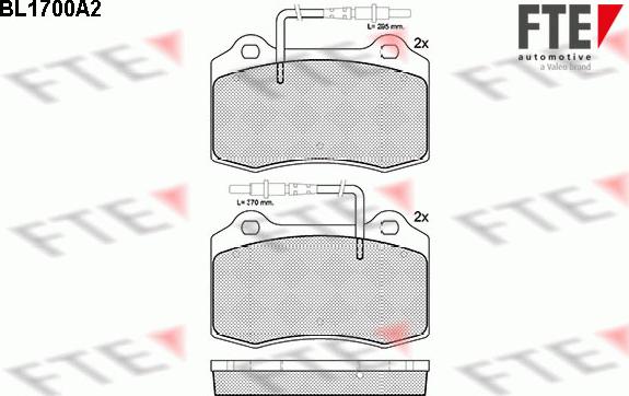 FTE BL1700A2 - Kit pastiglie freno, Freno a disco autozon.pro