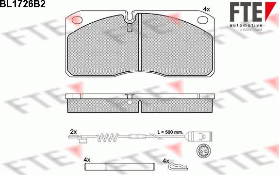 FTE BL1726B2 - Kit pastiglie freno, Freno a disco autozon.pro