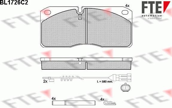 FTE BL1726C2 - Kit pastiglie freno, Freno a disco autozon.pro