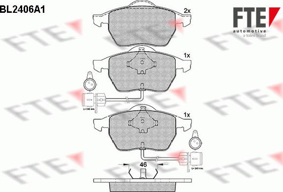 FTE BL2406A1 - Kit pastiglie freno, Freno a disco autozon.pro